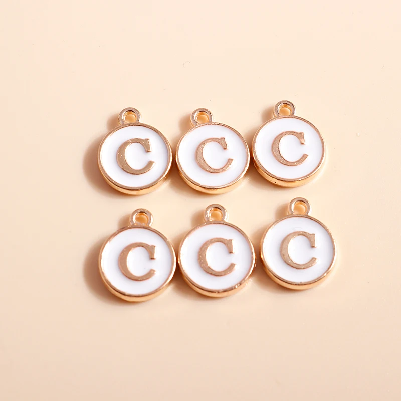 10pcs Cute Mini White Alphabet 26 Letters Charms Pendants for DIY Name Jewelry Necklace Bracelet Earrings Happy Birthday Gifts