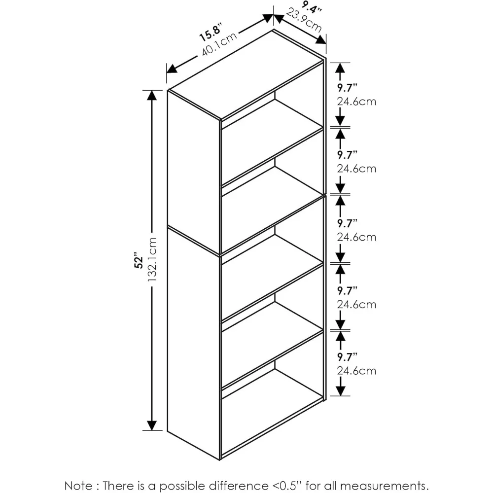 رف كتب من 5 طبقات لغرفة المعيشة وغرفة النوم والمنزل والمكتب ورف تخزين باللون الأبيض #6