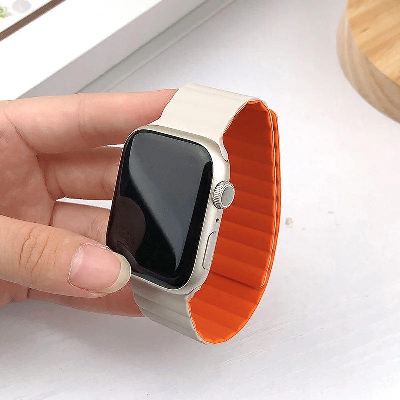 Magnetic Silicone Strap for Apple watch band 49mm 45mm 44mm 41mm 40mm Series Ultra 8 7 6 5 4 SE bracelet wristband iwatch 3 42mm