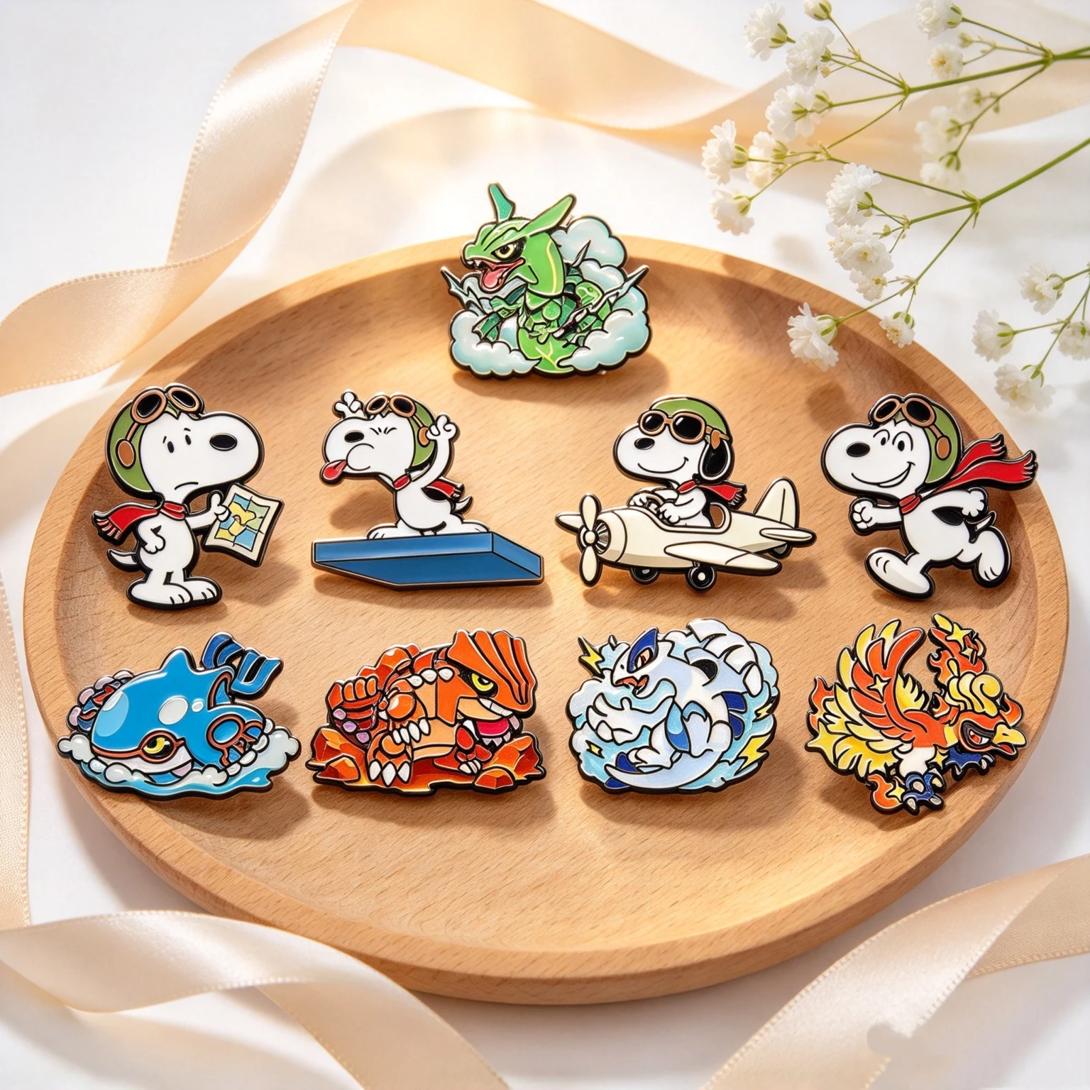 9 Cartoon Pilot Dog & Fantasy Monster Enamel Pins, Anime Style Brooches, Trend Badges for Coat Backpack Hat