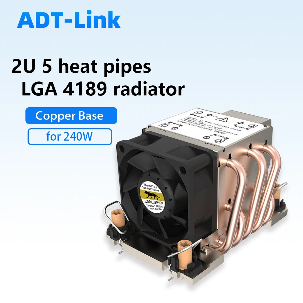 

2U-M82 CPU Cooler Leopard 2U Active 4189 Radiator Sink High Speed Fan Double Ball 5 Heat Pipe Copper for Server AMD Platform