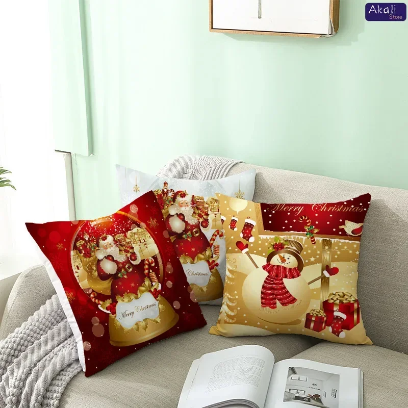 

45*45 см Рождественская наволочка с рисунком из мультфильма, замшевая наволочка с Санта-Клаусом, чехол для дивана, гостиной, украшение для дома