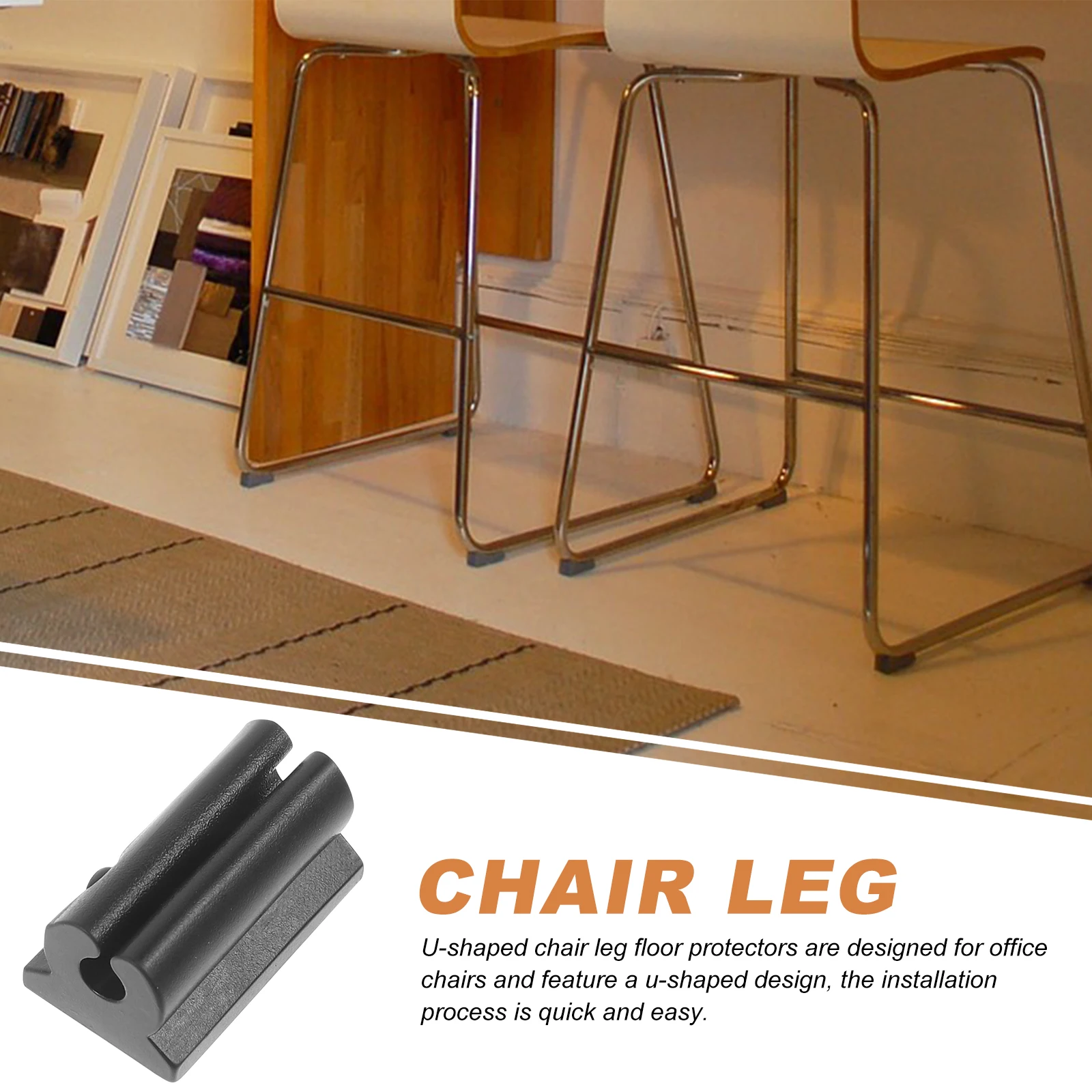 

50pcs U Chair Leg Protectors Black 3-4mm Non Slip Floor Chair Leg Covers Guards Furniture Feet Scratch Resistant