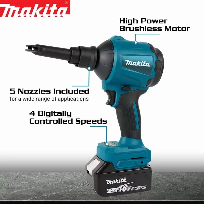 Makita DAS180 Brushless Air Blower High Power Cordless Air Dust Removal Gun For Blowing Dust In Narrow Spaces Power Tools