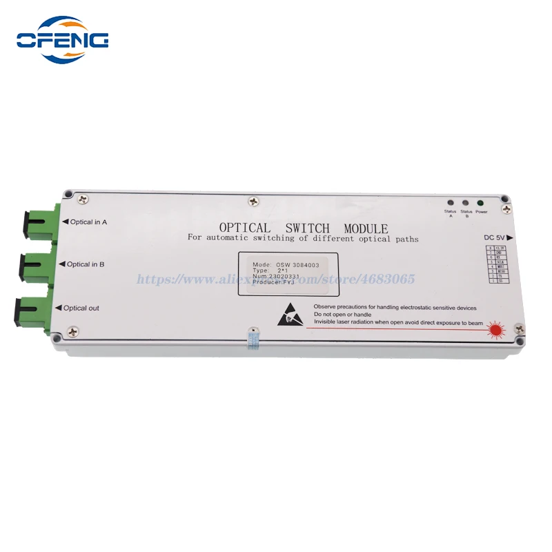 FTTH OSW-I Independent Optical Switch modular Input optical power -12dBm~24dBm CATV Network Optical 2 inputs 1 output customized