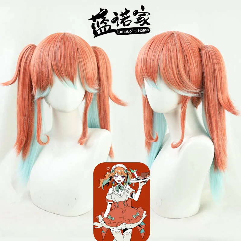 VTuber Takanashi Kiara Cosplay Wig Ponytails Hololive EN Tenchou Phoenix Girls Orange Blue Long Synthetic Role Play Carnival