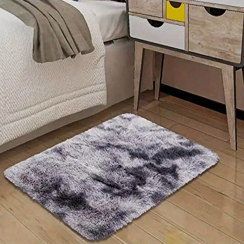 Tie-dye Gradient Carpet Plush Carpet Living Room Decoration Fluffy Rug Thick Bedroom Mat Nordic Fluffy Mats Home Improvement