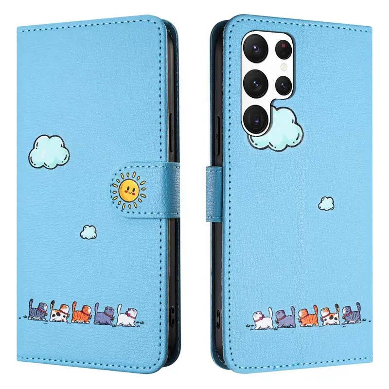 Luxury Leather Cats Wallet Pouch Cover for Galaxy A23A22 A14 A13 A12 Flip Case for Samsung Galaxy A54 A52 A34 A33 A32 A25 A24 5G