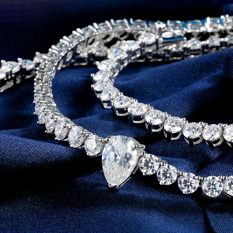 HORRIPAL DVVS1 3 Claws Pear Moissanite Necklace for Women 925 Sterling Silver GRA Certified Elegant Luxury Wedding Fine Jewelry