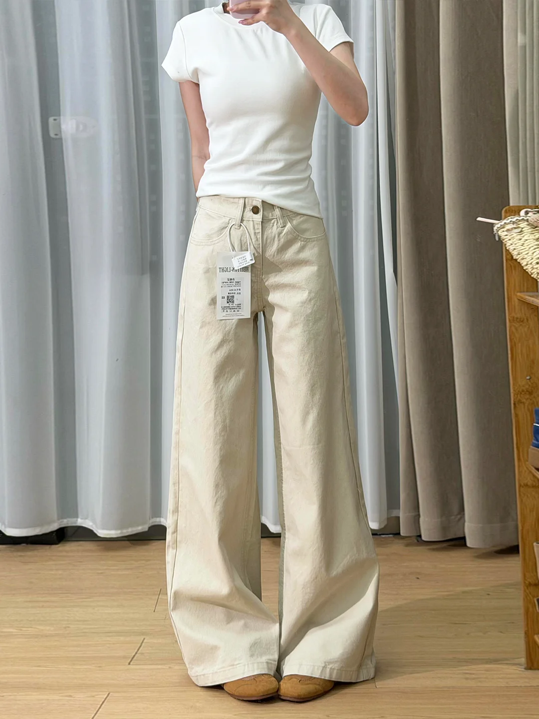 

Lazy Style Women's Summer Set Low Waist Wide Leg Jeans Short Sleeve round Neck T-Shirt Two Piece Suit Casual Fashion Ensemble