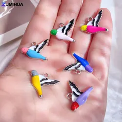 15pcs Enamel Charms Cute Birds Charm Pendant Supplies For DIY Handmade Necklaces Earrings Bracelets Jewelry Making Accessories