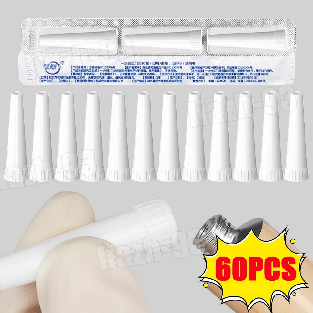 

60 шт. одноразовый аппликатор от геморроя, мазь от геморроя, сжимание, подключение лекарств, домработница на медицинской пробке, головка трубки