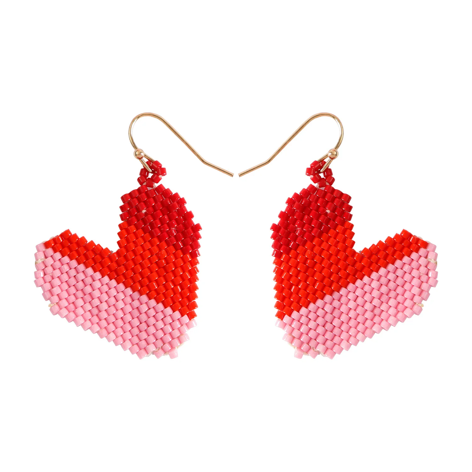 

Beaded earrings Heart-shaped Colour Originality Splice Design Hand knitting Bohemia Alloy Tide Simple Rice bead earrings