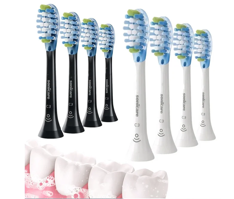 Pour Philips Sonicare C3 4 Pack têtes de brosse à dents de rechange Plaque défense brosse à dents tête de brosse blanc ou noir