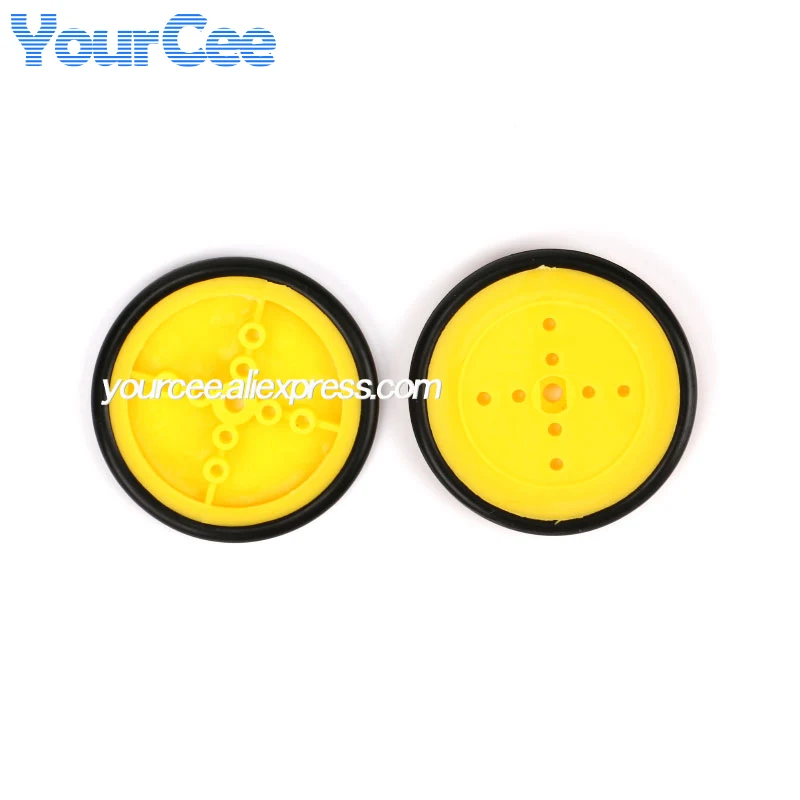 20pcs/1pc Small Smart Car Tire Chassis Plastic Robot Rubber Chassis Wheel for  single chip microcomputer Toy car tires