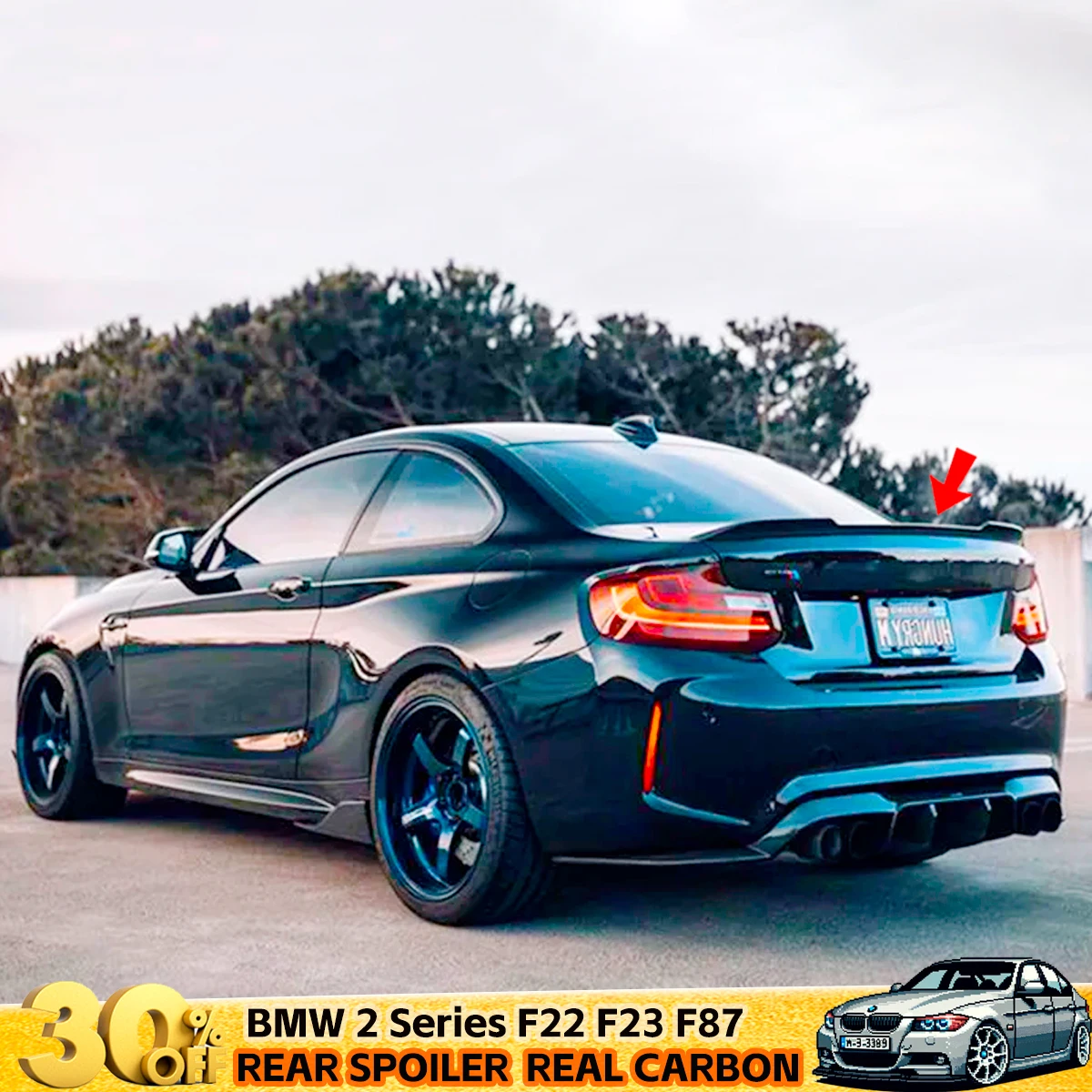 Carbon Fiber Rear Trunk Lip Spoiler Wing for BMW 2 Series F22/F23 F87 M2/M2C M Sport Coupe, Body Kit Styling Car Accessories