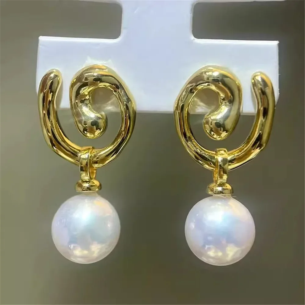 Gold Plated Pearl Earring Settings, DIY Jewelry Making Supplies, Blank Ear Stud Bases for Handmade Accessories, 1pair No Pearl