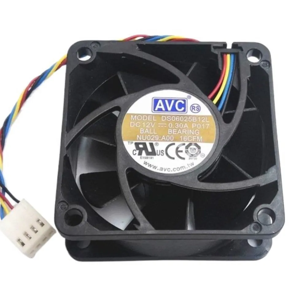 60mm Fan For AVC 6cm 6025 Dual Ball Bearing 4Wire PWM Fan Ds06025b12l 12v 0.30a Server cooling fan