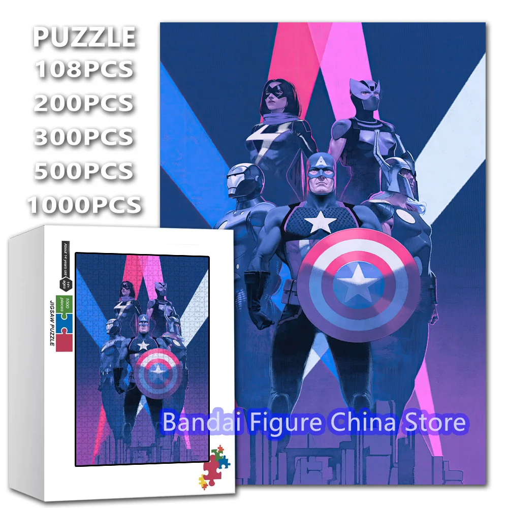 Puzzle z motywami filmów Disneya o superbohaterach Avengers, 108/200/300/500/1000 elementów, puzzle dla rodziny, zabawki edukacyjne do relaksu.