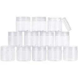 20 Pack 2oz PET Plastic Round Container Jars with Clear Lids and and Leakproof Gasket for Beads Crafts Body Scrub Creams