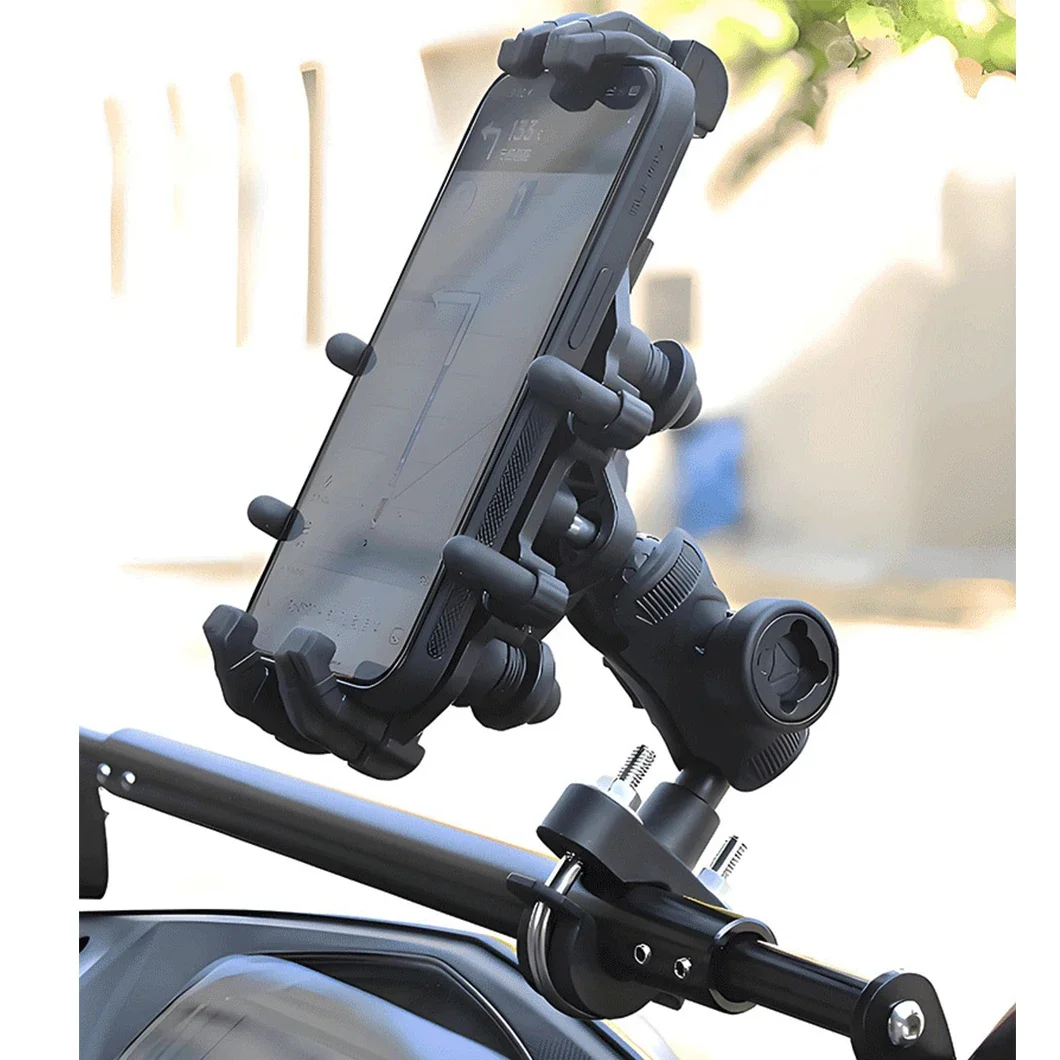 

ABILKEEN Мотоциклетный держатель для телефона Универсальное крепление на клипсе для смартфонов GPS-навигация - черный - аксессуары для мотоциклов