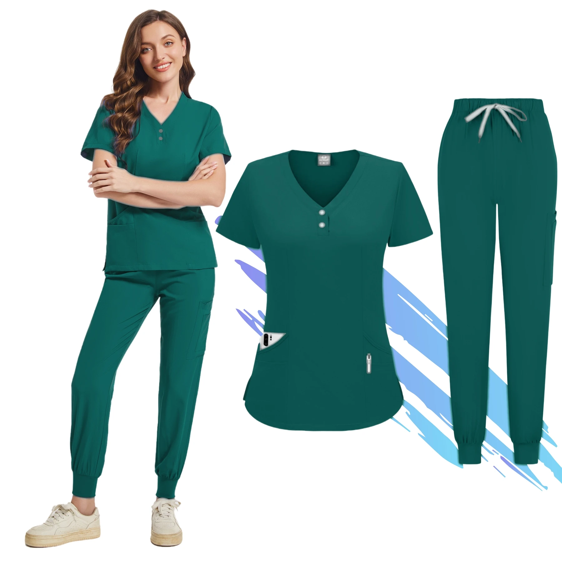 Scrubs Medical Uniforms Women Solid Color School Uniform Dental Clinic Surgery Set Beauty Salon Cleaning Work Clothes Wholesale