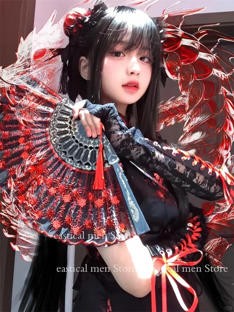 Vestido de sirvienta Lolita para niña, vestido Sexy de estilo chino, Cheongsams de Jacquard con brocado de seda, disfraz corto de Cosplay de Lolita, Mini Vestidos sexys