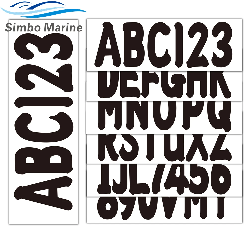 4 Sets of A-Z & 0-9 Black Alpha-Numeric Registration Identification Numbers Stickers Decals for Boat