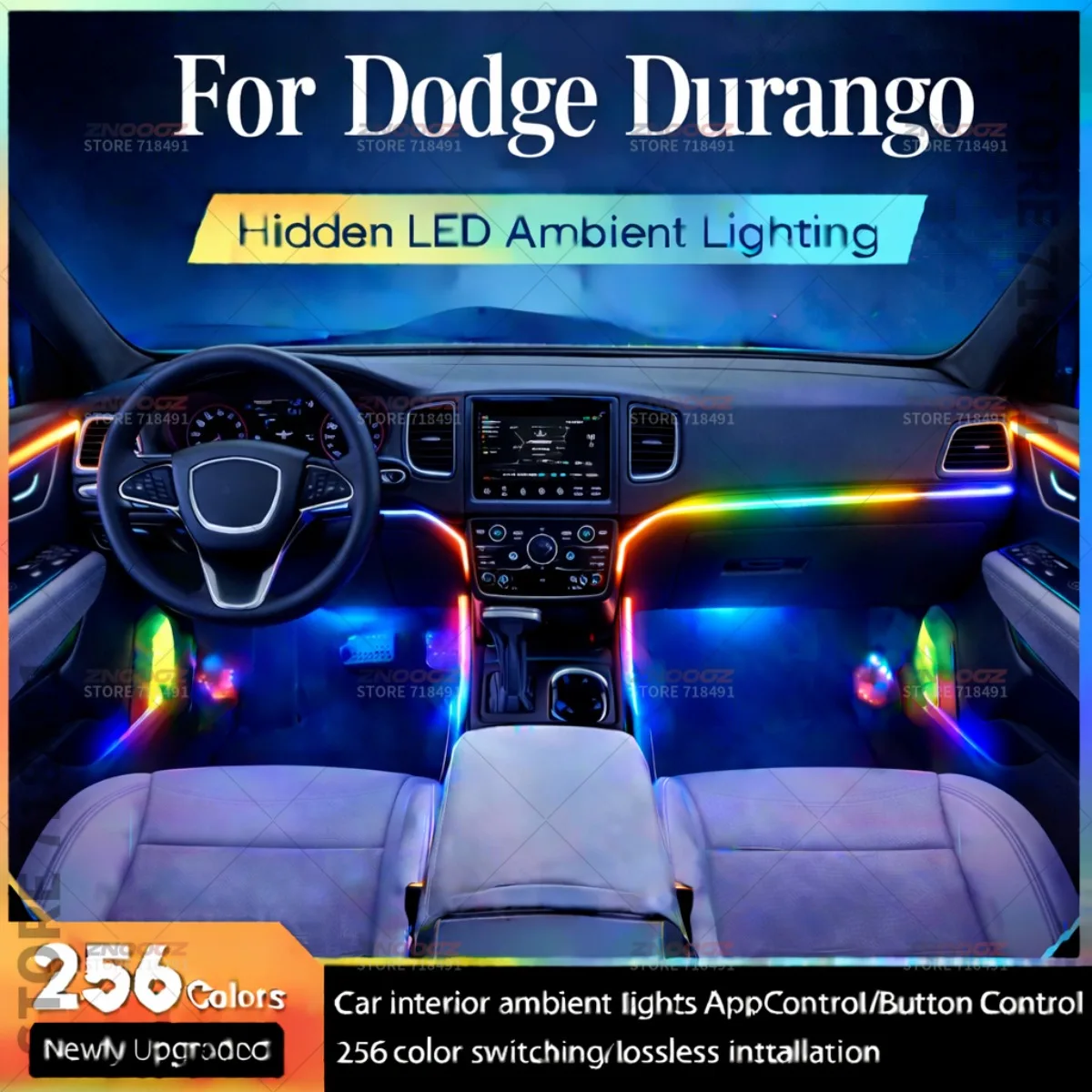 

22в1 RGB интерьер автомобиля акриловые автомобильные окружающие освещение RGB скрытая акриловая полоса украшения атмосферные аксессуары для Dodge Durango