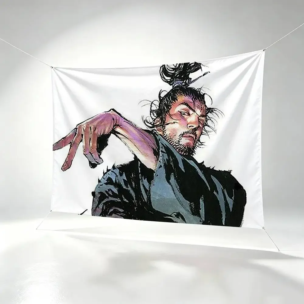 Vagabond Miyamoto M-Musashi  Flags Wall Hanging Background Art Banner for Bedroom Home Outdoor Decor