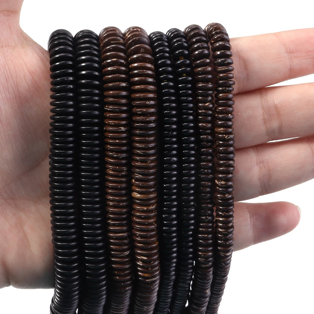 Natürliche Kokosnussschale Holzperlen Abacus Flache lose Holzperlen für Schmuckherstellung DIY handgemachte Halskette Armbänder Zubehör
