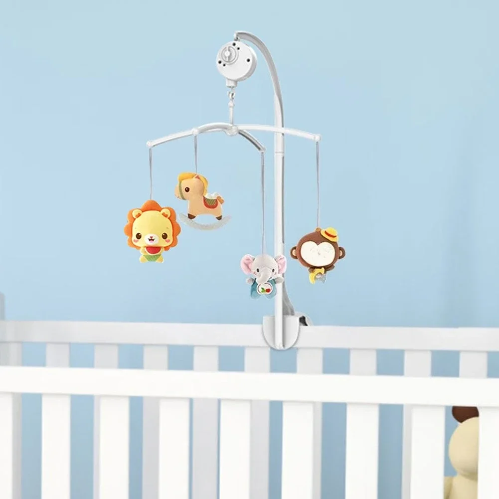 Babybett Glocke Spielzeughalter Weiß Rasseln Halterung Mobile Krippe Spieluhr Neugeborenen Glocke Krippe Spielzeug, Der Halter kann 360 Grad dreht werden