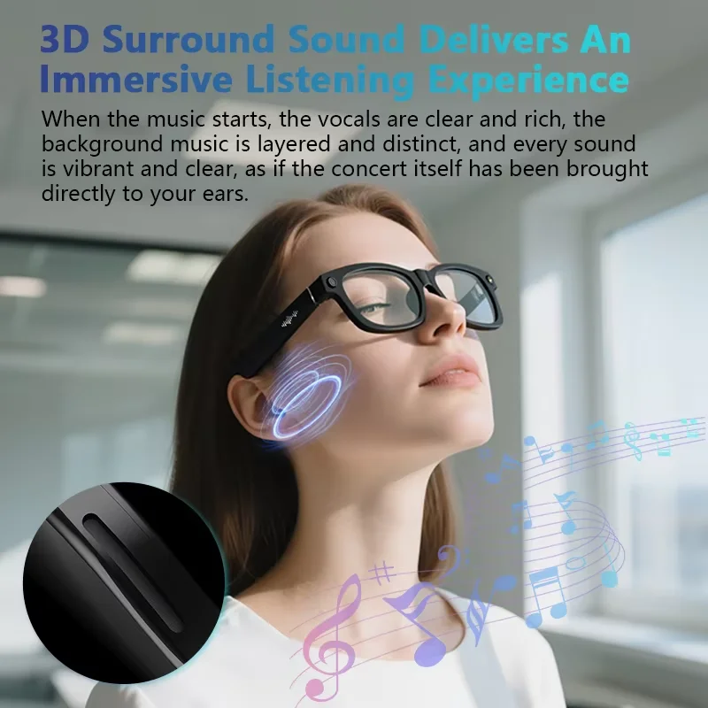 Blackview New BV200 AI Smart Glasses 800W Pixels 4K HD Camera Bluetooth Call Voice Assistant Translation Stereo Speakers&Mic