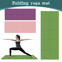 Foldable Yoga Mat 4mm Thick TPE Gym Mat Anti-Slip Yoga Mat Pilates Double Sided Multifunction Exercise Mat Yoga Pilates Workout