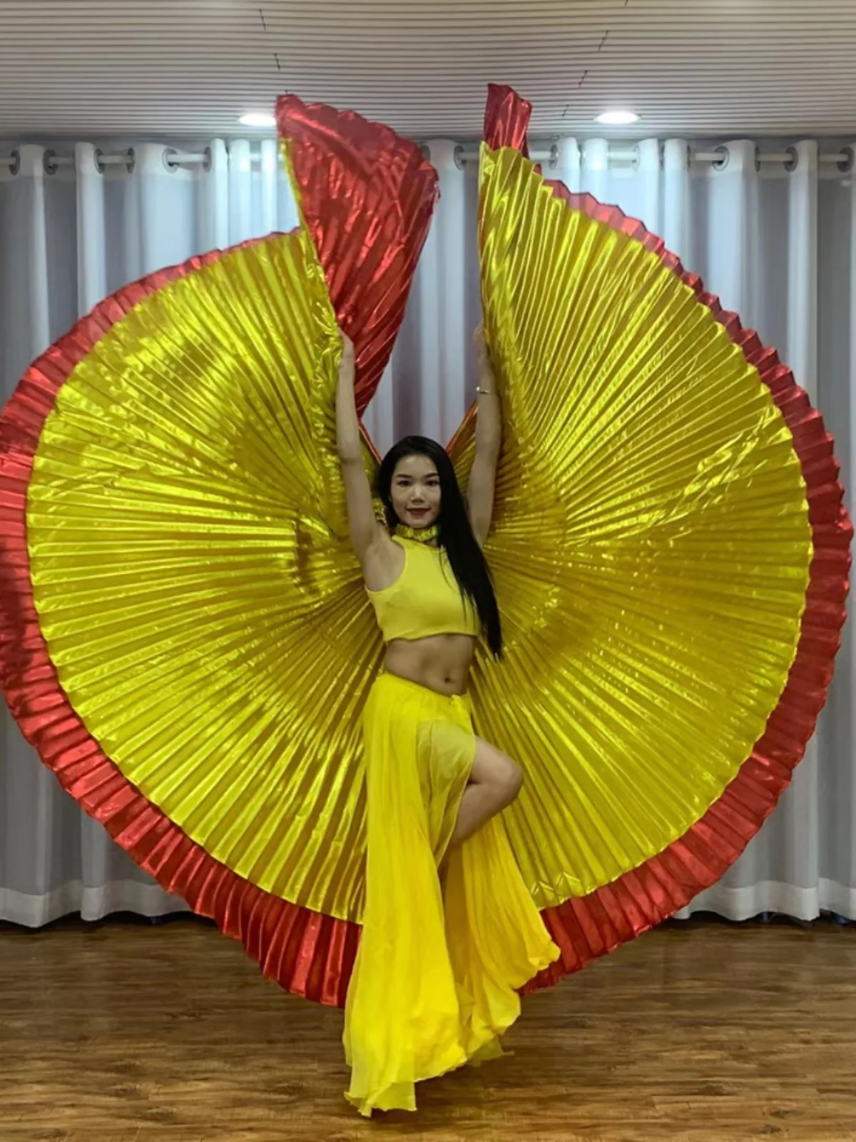 

Belly Dance Wings Carnivals Festivals Cosplay Fairy Wings New Style Double Color Dance Wings with Sticks