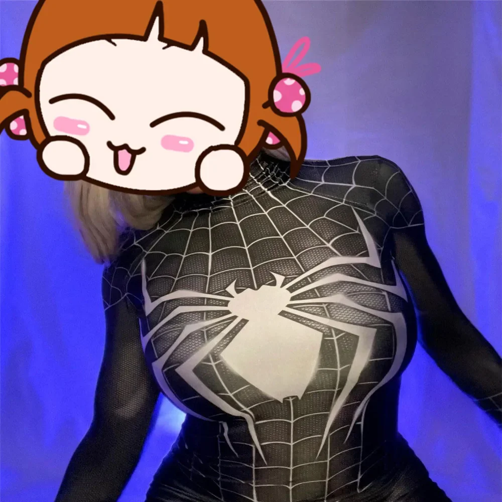 หญิงสาวสีดำ Raimi Spiderman ชุดคอสเพลย์ผู้หญิง Venom Symbiote ชุด Zentai บอดี้สูทผู้ใหญ่เด็กฮาโลวีน Party Jumpsuits