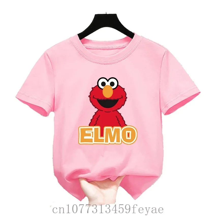 Summer Tops Cotton Cute Cartoon Kids T-Shirts Short Sleeve Tops Sesame Street Polyester Quick Dry Design Print Boys Girls Funny