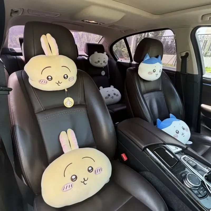 Cute Chiikawa Usagi Car Seat Pillow Neck Headrest Soft Comfortable Ergonomic For Auto Vehicle Interior Travel Driving Daily Hot view 3