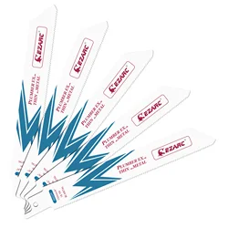 EZARC 5pcs 6Inch Reciprocating Saw Blades 18TPI Bi-Metal Cobalt R622PT for Thin Metal Cutting, Durable Sabre Saw Blades 150mm