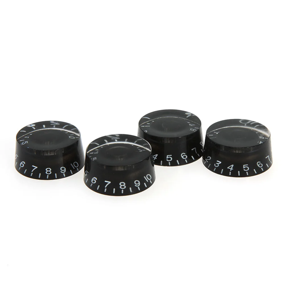 4 PCS/ Set Round Guitar Knobs Volume Tone Control Knobs Rotary Knobs for Style Electric Guitar Parts Replacement (Black)