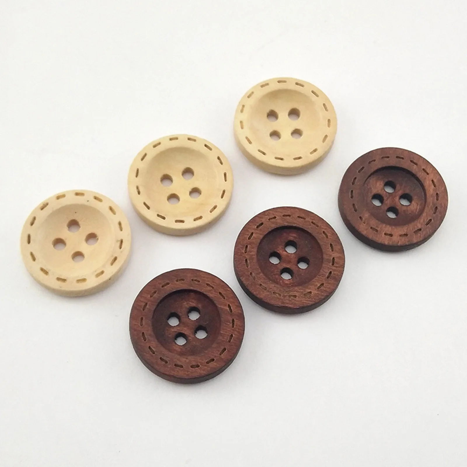 100PCs 10-18mm Dia. Wood Sewing Buttons Scrapbooking 4 Holes Round Natural Coffee DIY Coat Women Handmade Knitting Accessories