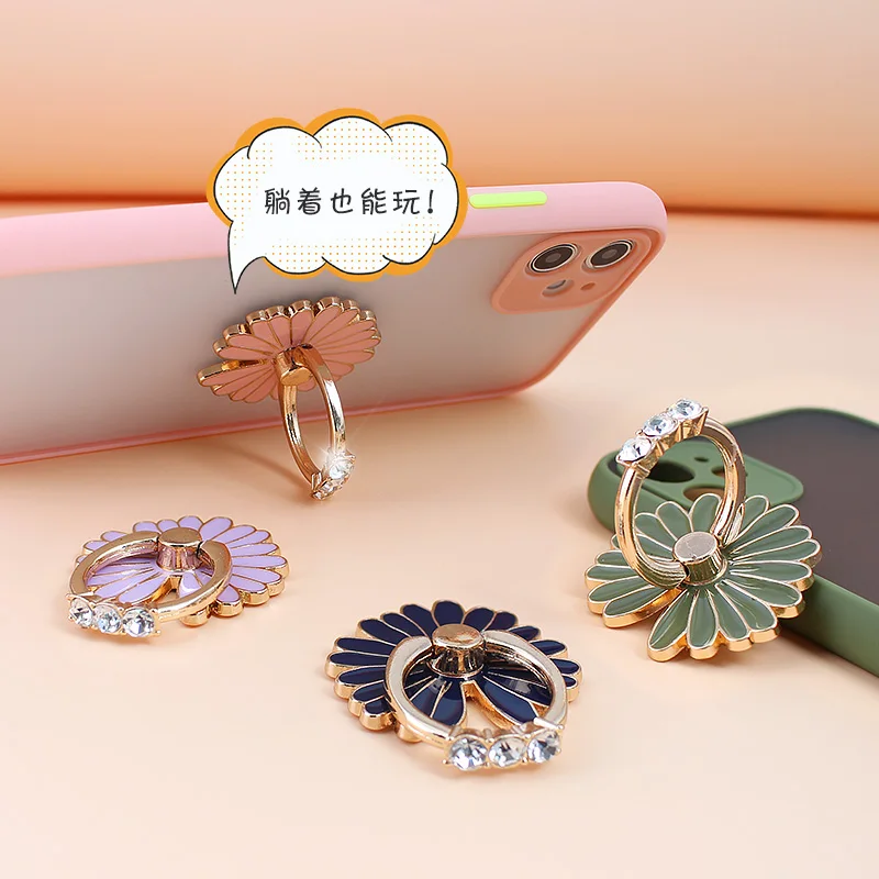 360 Degree Metal Finger Ring Smartphone Flowers Support Telephone Mobile Phone Holder Stand For Iphone 11 12 Pro Max Smart Phone