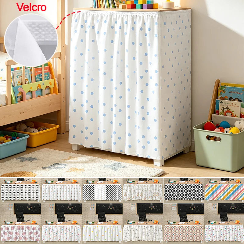 Short Curtain  Velcro and-Loop Closure,No Drilling Required -Decorative Shelf Organizer for Cabinets, Shoe Racks and Bookshelves