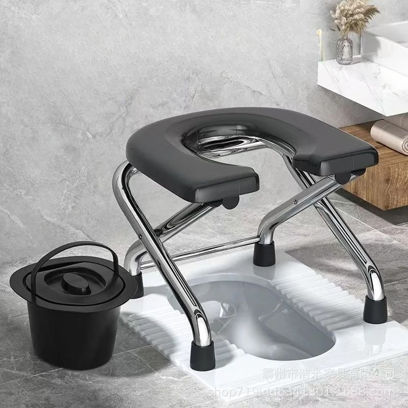 Extra Thick Stainless Steel Toilet Squatting Stool–Foldable Toilet Seat Stool for Elderly & Pregnant Women,Bathroom Squat Helper
