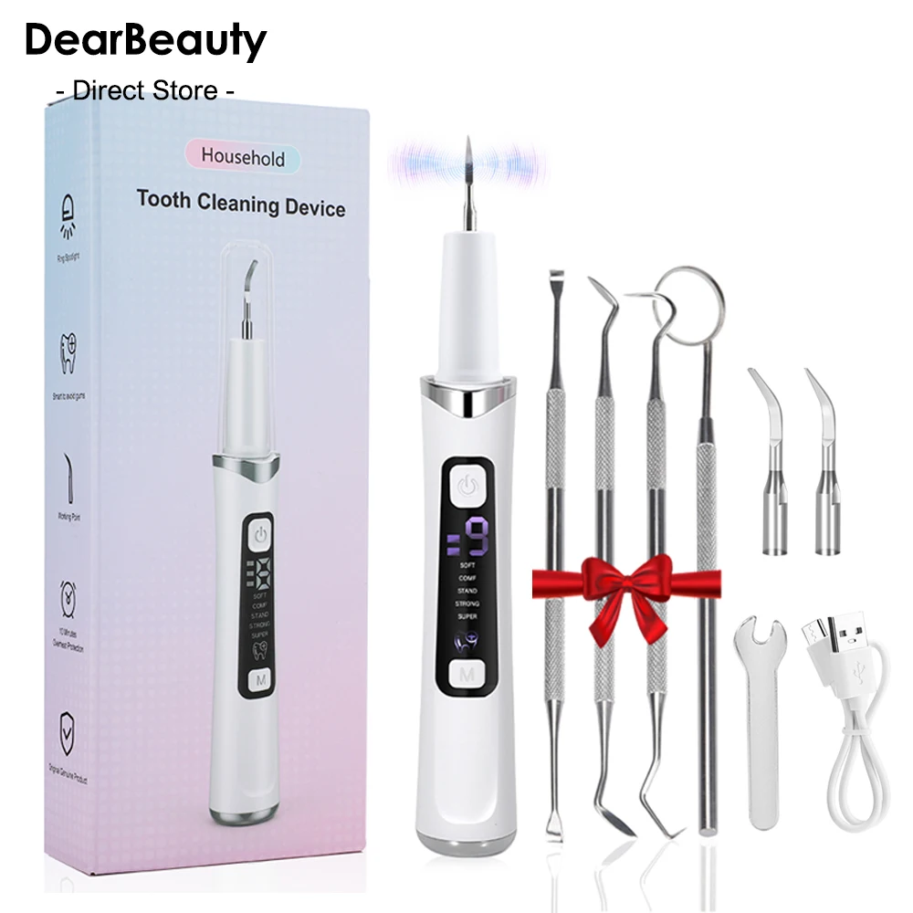 

5 LED Light Ultrasonic Tooth Cleaner 9 Levels Dental Scaler Calculus Remover Plaque Stain Tartar Removal Teeth Cleaning Tools