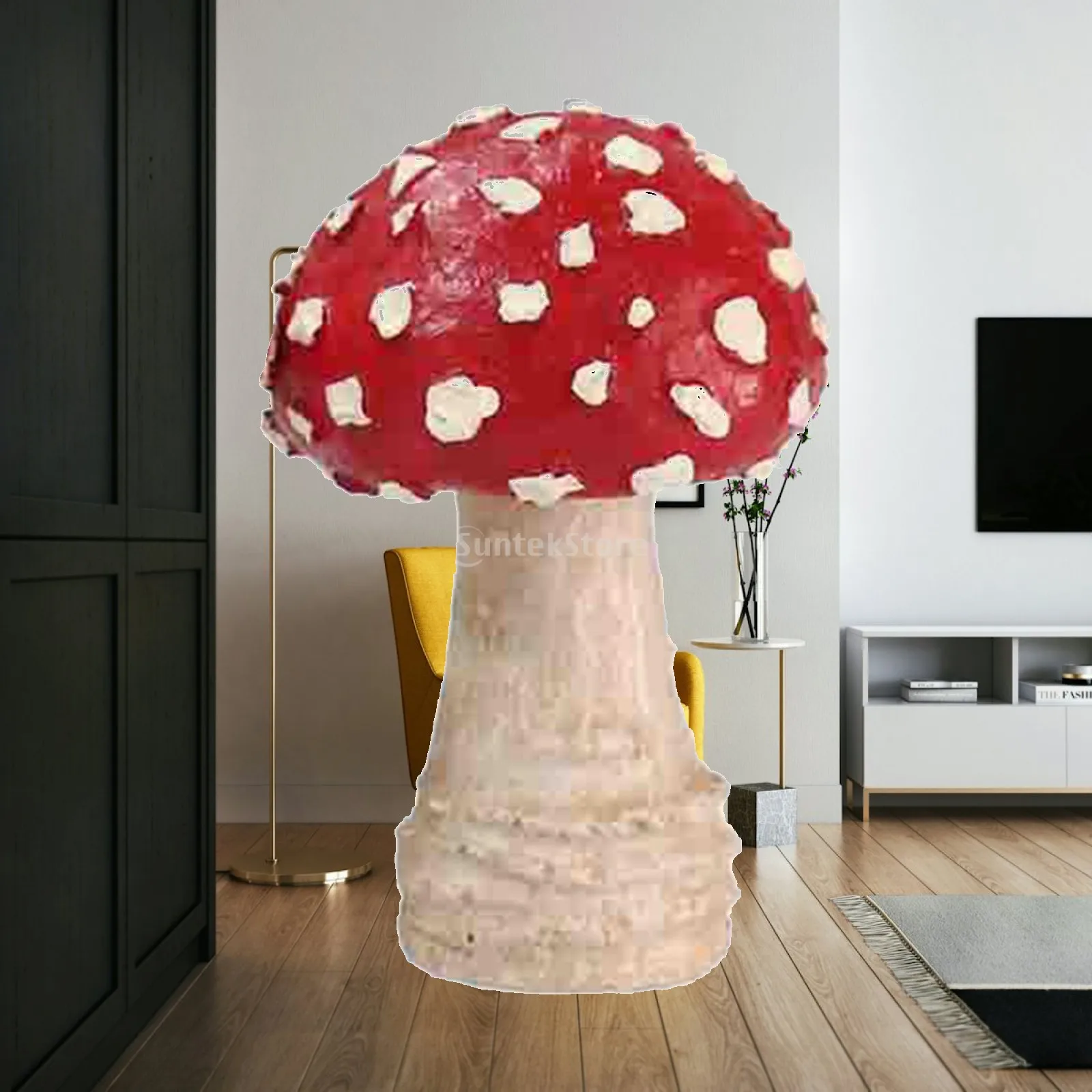 Lovely Mushroom Sculpture with Base Resin Garden Decor Accessories for Outdoor Patio Yard Decoration Miniature Figurine Craft