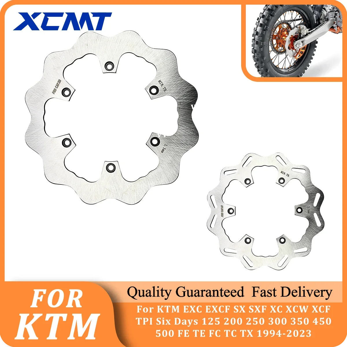 

Motocross 260/220mm Front Rear Brake Discs Rotors For KTM 125 150 200 250 350 500 XC XCF XCW SX SXF EXC EXCF TPi 6D 1994-2023