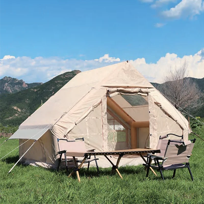 Customized Double Layer Camouflage One-Bedroom Waterproof Oxford Fabric Outdoor Camping Tent Four-Season Family Use Aluminum