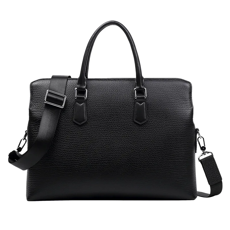 Simple Briefcase Genuine Leather Business Commuter Handbag Fashion Trendy Men's Luxury Leather Briefcases Men Bag Brief Case
