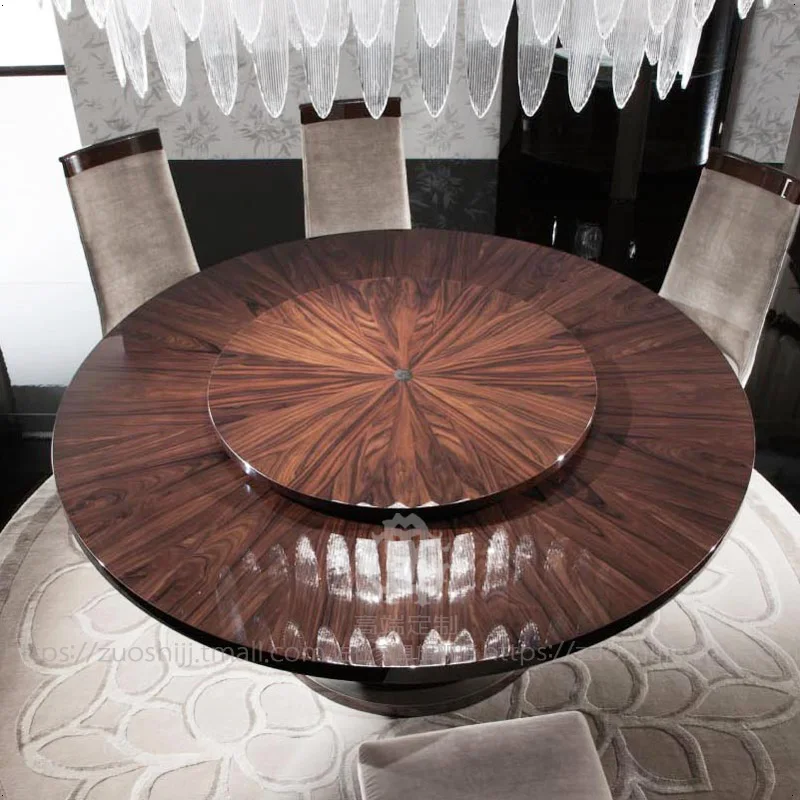 

Cherry wood dining table, garden dining table large apartment, household round table, light luxury bright